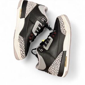 Jordan BLACK CEMENT 3s Kids Sneakers Black and Gray